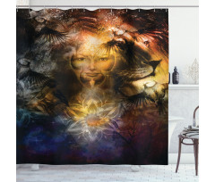 Woman Lion and Flower Shower Curtain