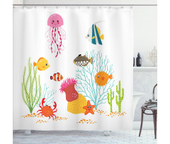 Cartoon Underwater Coral Shower Curtain