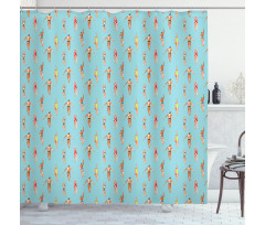 Watercolor Swimmers Shower Curtain