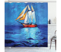 Oil Paint Style Sailship Shower Curtain