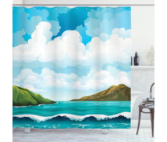 Waves Islands Blue Sky Shower Curtain