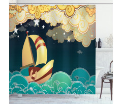 Fantasy Night Sea Waves Shower Curtain