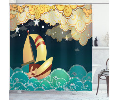 Fantasy Night Sea Waves Shower Curtain