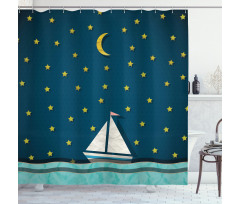 Sailing Boat Night Sky Shower Curtain