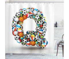 Gaming Balls ABC Font Shower Curtain