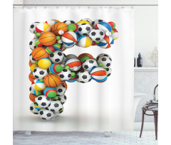 Sports Balls Composition Shower Curtain