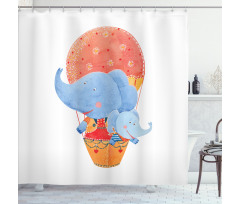 Elephant Hot Air Balloon Shower Curtain