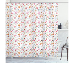 Deer Snail Owl Shower Curtain