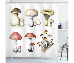 Hand Drawn Fungus Shower Curtain