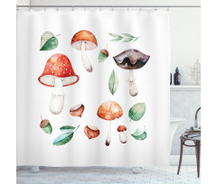 Fall Season Mushroom Shower Curtain