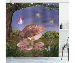 Enchanted Forest Fungi Shower Curtain