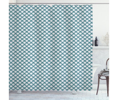 Retro Curves Tile Shower Curtain