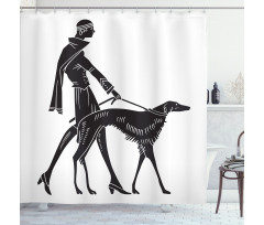 Fashion Woman Dog Shower Curtain