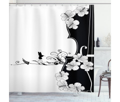 Bird Lily Petals Shower Curtain