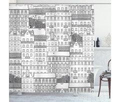 Hand Drawn Houses Town Shower Curtain