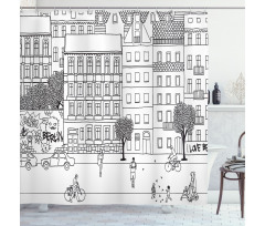 Monochrome Berlin Square Shower Curtain