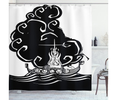 Viking Burning Longboat Shower Curtain
