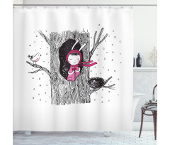 Girl in Hollow with Heart Shower Curtain