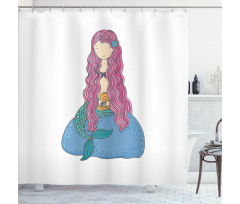 Girl Pink Hair Shower Curtain
