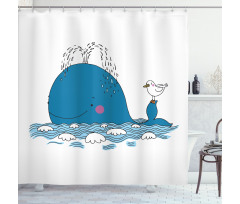 Sea Mammal with Seagull Shower Curtain