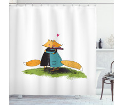 Romantic Animals Hugging Shower Curtain