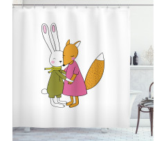 Fox and Hare Hugging Shower Curtain