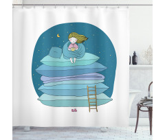 Girl on Pillows Bedtime Shower Curtain