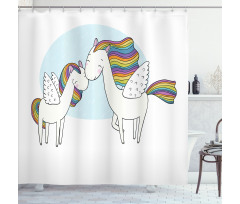 Colorful Pegasus Horses Shower Curtain