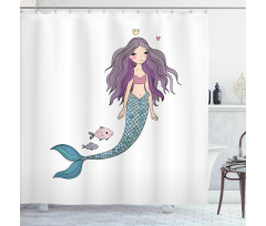 Cartoon Mermaid Princess Shower Curtain