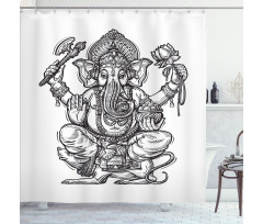 Folk Themed Symbol Timeless Shower Curtain