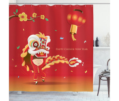 Little Boy Lion Dance Shower Curtain