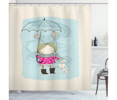 Little Girl Winter Dog Shower Curtain