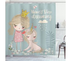 Princess Girl Unicorn Shower Curtain