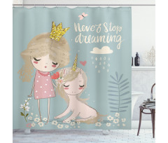 Princess Girl Unicorn Shower Curtain