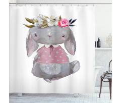 Girl Hare Flowers Art Shower Curtain