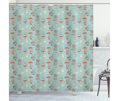 Animals in Winter Doodle Shower Curtain