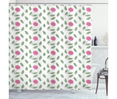 Modern Style Pink Blossoms Shower Curtain