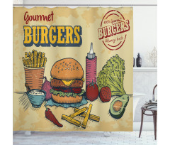 Burger Ingredients Shower Curtain