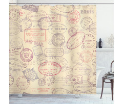 Retro Inspired Postage Shower Curtain