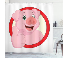 Pig Mascot Thumbs Shower Curtain
