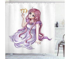 Manga Style Girl Shower Curtain