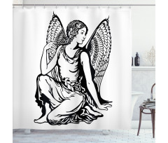Young Angel Tattoo Shower Curtain