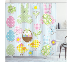 Pale Nursery Bunnies Shower Curtain