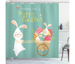 Smiling Bunny Eggs Shower Curtain