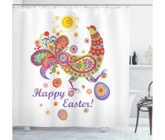 Blossoming Flowers Dots Shower Curtain