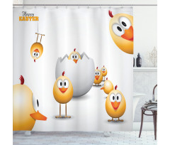 Chicks Funny Cartoon Shower Curtain