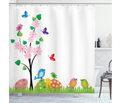 Spring Illustration Shower Curtain