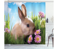 Grass and Spring Flowers Shower Curtain