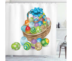 Basket of Colorful Eggs Shower Curtain