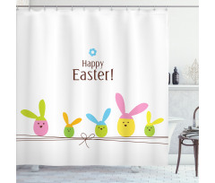 Simplistic Cartoon Eggs Shower Curtain
